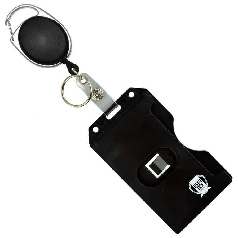 Hard ID Card Holder Badge Reel Retractable YOYO Lanyard Vertical & Horizontal